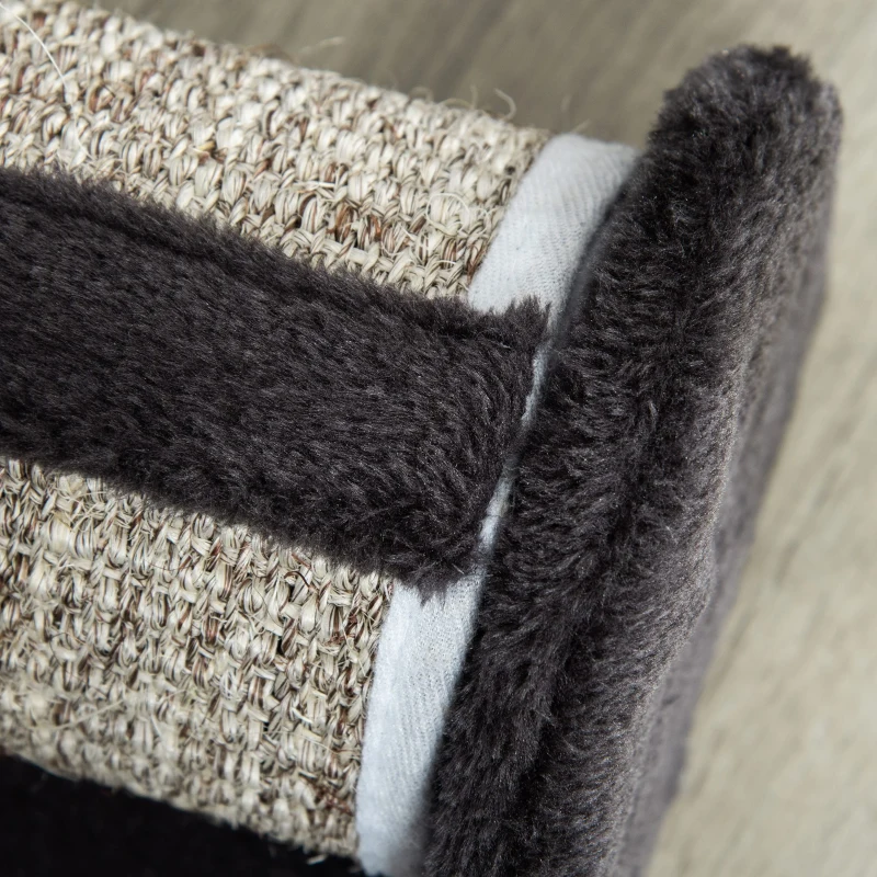 PawHut Arranhador para Gatos com Rolo Placa para Arranhar Revestidos de Sisal Natural e Brinquedo Suspenso Centro de Atividades para Animais de Estimação 44x24x16 cm Cinza