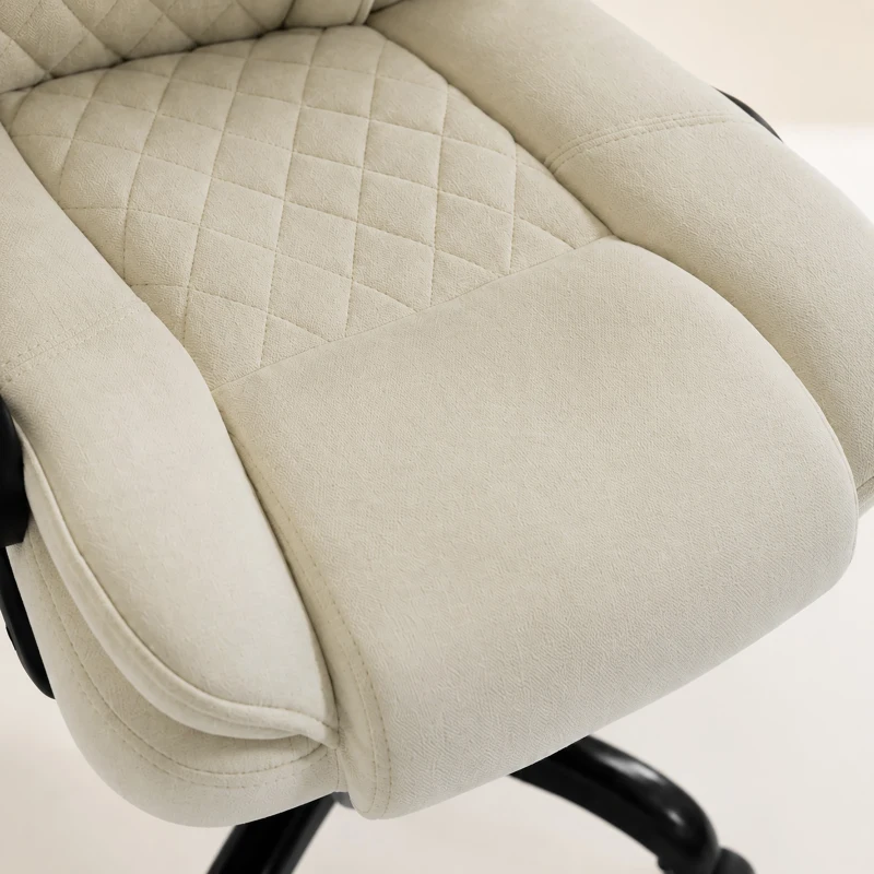 HOMCOM Office Chair, Ergonomic Desk Chair with Flip-up Armrest, Pocket Springs, Swivel Wheels, Adjustable Height, Beige