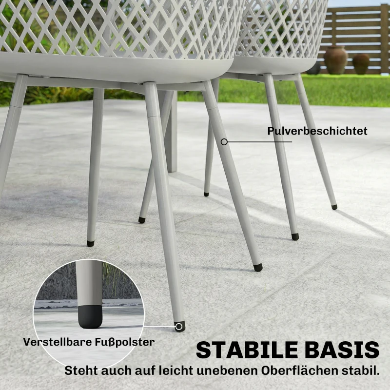 Outsunny Gartenstuhl 4er Set UV-beständige Gartenstühle aus Kunststoff mit Armlehne Rückenlehne 56 x 51 x 84 cm Grau