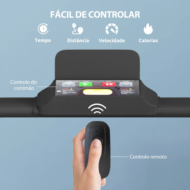 HOMCOM Passadeira 2 em 1 Passadeira com Guiador Dobrável 2,5 HP Velocidade Ajustável Máximo 10 km/h Passadeira Elétrica 130x59x96 cm Preto
