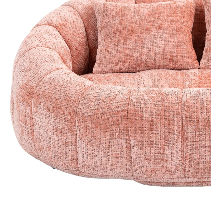 Cozy Oversized Bean Bag Sofa with 2 Matching Pillows, Soft 2-Seat Sectional Couch for Living Room and Bedroom, 145L x 95W x 63H cm, Pink