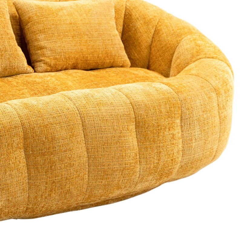 Cozy Oversized Bean Bag Sofa with 2 Matching Pillows, Soft 2-Seat Sectional Couch for Living Room and Bedroom, 145L x 95W x 63H cm, Yellow