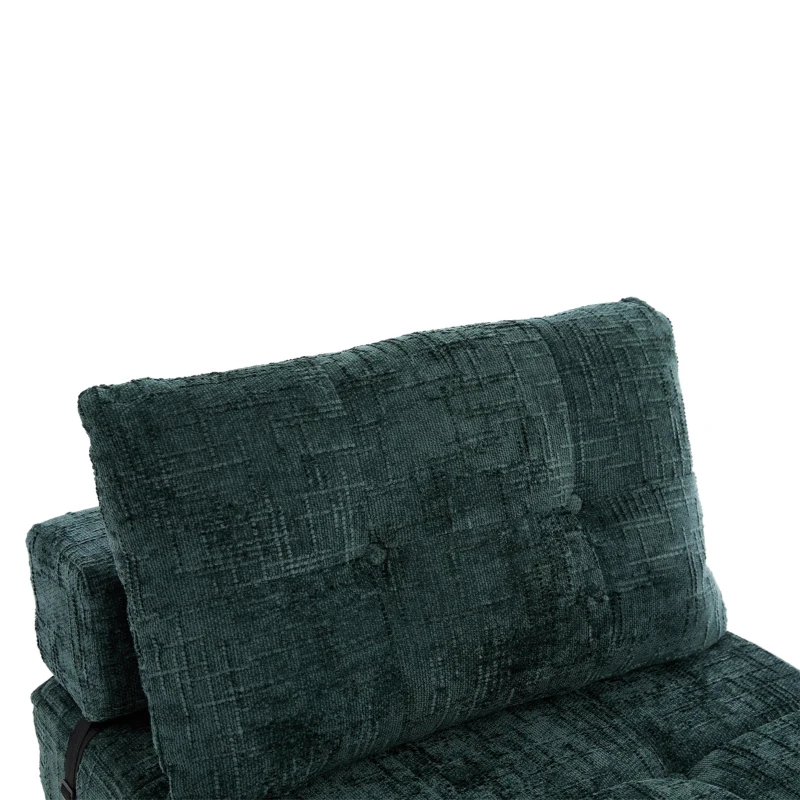 Cozy Convertible Floor Sofa Bed with Button-Tufted Detailing, Soft Chenille Folding Sleeper Couch for Living Room, 180L x 79W x 57H cm, Emerald