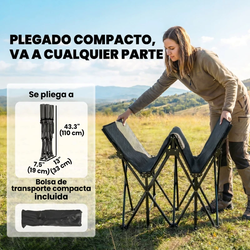 Outsunny Cama Plegable Camping con Colchón Extraíble de Tela Oxford 600D con Reposacabezas y Bolsa Carga 200 kg Negro