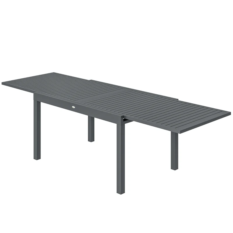 Outsunny Table de Jardin Extensible Grande Capacité 6-10 Personnes avec Rallonge 135-270cm pour Jardin et Balcon Aluminium Gris