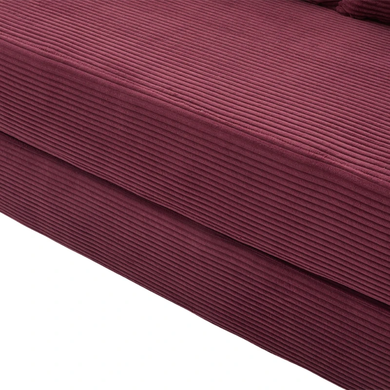 Cozy Compressible Folding Sofa with Detachable Metal Frame, Soft Modular Sectional Couch for Small Apartment, 110L x 33W x 33H cm, Wine Red