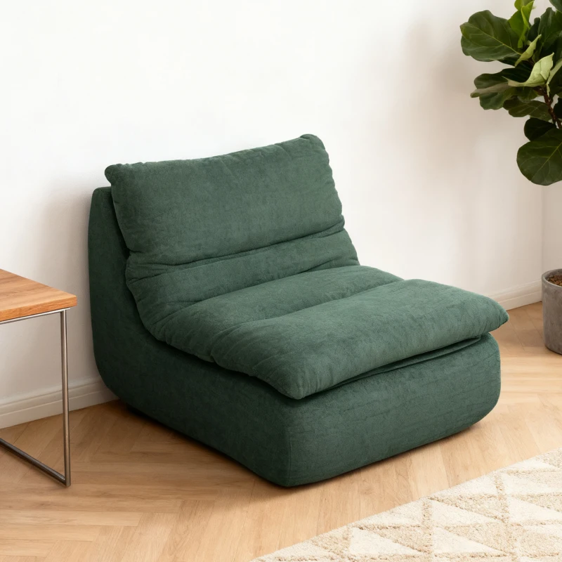 HOMCOM Fauteuil paresseux chauffeuse 1 place en mousse monobloc ultra haute densité, charge 200 Kg, 82x103x75cm, vert