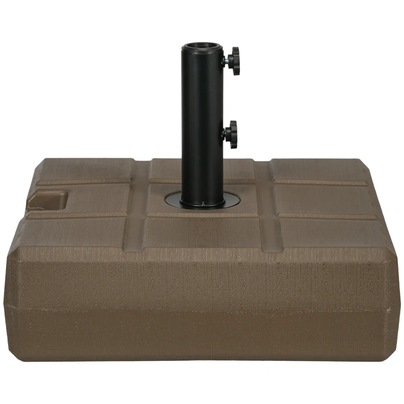 Outsunny Base per Ombrellone da Giardino Riempibile con Maniglia in HDPE e Acciaio, 49x49x36.5 cm, Marrone