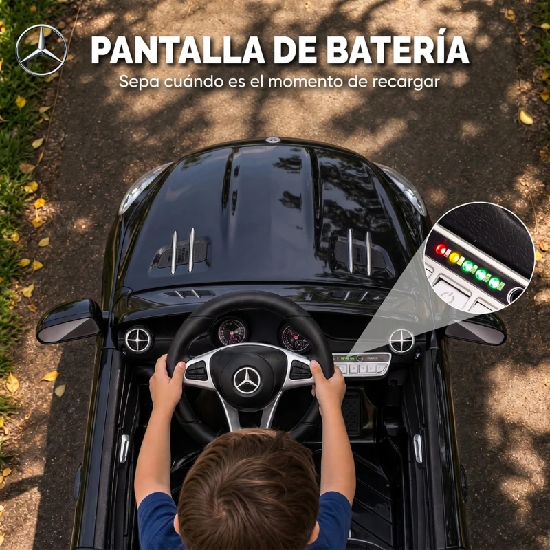 AIYAPLAY Coche Eléctrico para Niños Mercedes-Benz SL500 12V con Mando a Distancia 2,4G 2 Motores Suspensión Arranque Suave Negro