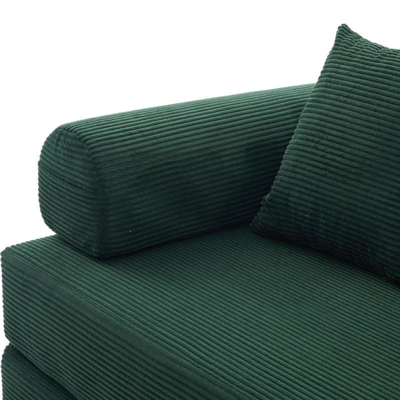 Cozy Compressible Folding Sofa with Detachable Metal Frame, Soft Modular Sectional Couch for Small Apartment, 110L x 33W x 33H cm, Emerald