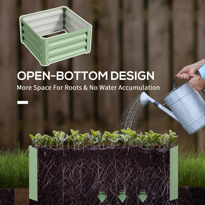 Outsunny Set of Two 60 x 60cm Steel Planter Boxes - Light Green