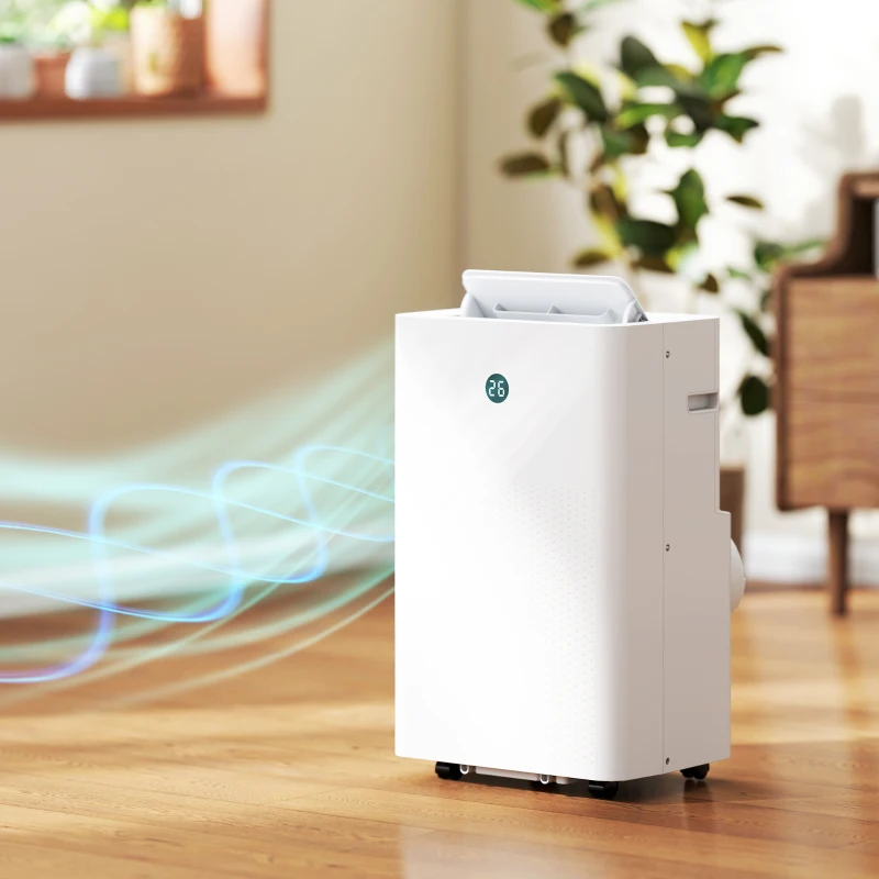 HOMCOM Tragbares Klimagerät mit 12.000 BTU, 4-in-1 Klimaanlage mit WiFi- und Sprachsteuerung, Kühlung, Entfeuchter, Ventilator, Schlafmodus