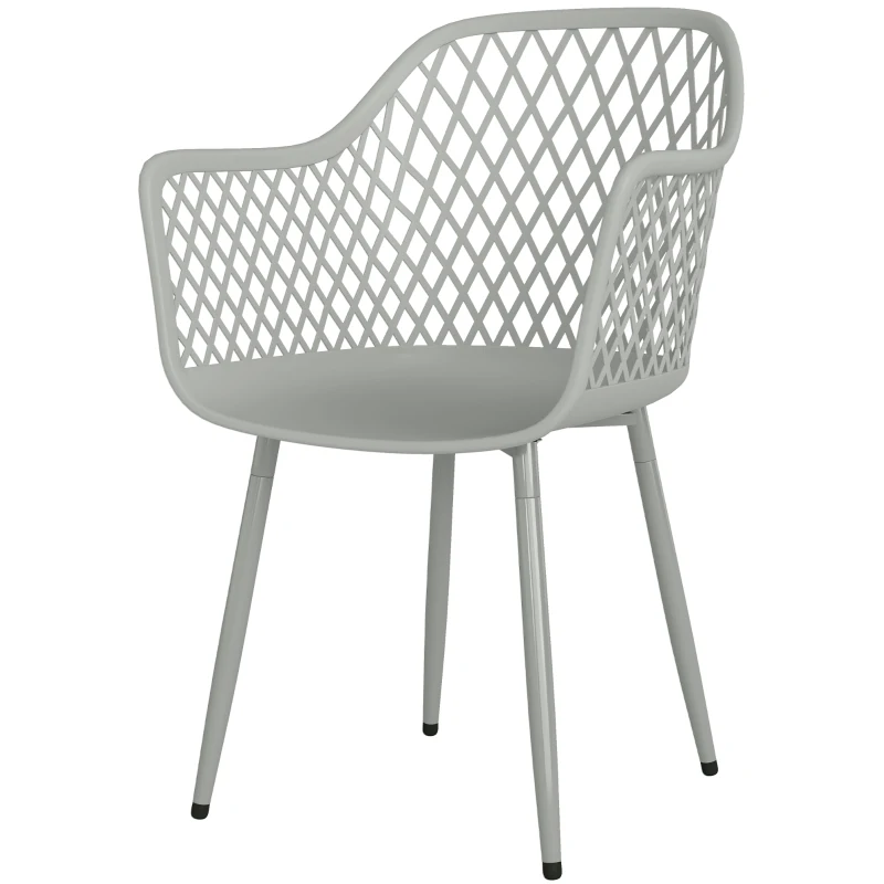 Outsunny Gartenstuhl 4er Set UV-beständige Gartenstühle aus Kunststoff mit Armlehne Rückenlehne 56 x 51 x 84 cm Grau