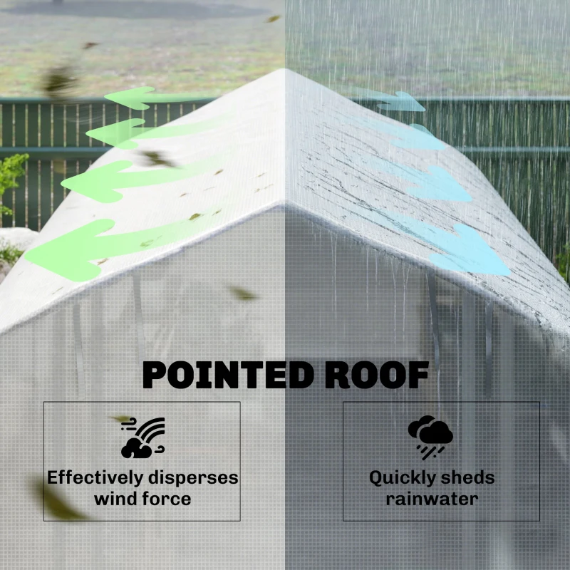 Outsunny 4 x 3(m) Walk-in Polytunnel Greenhouse, Zipped Roll Up Sidewalls, Mesh Door, 8 Mesh Windows, Tunnel Warm House Tent with PE Cover, Complimentary Plant Labels and Gloves, White