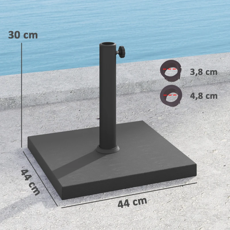 Outsunny Base per Ombrellone Quadrata da 14.5 kg con Manovella, in HDPE e Cemento, 44x44x30 cm, Nero