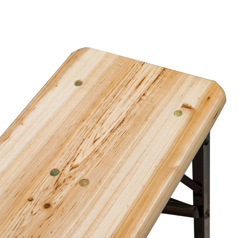 Outsunny Portable Folding Camping Picnic Table and Bench Set Garden BBQ Chairs Stools Trestle Wooden Wood (120cm(L) x 25cm(W) x 46cm(H))