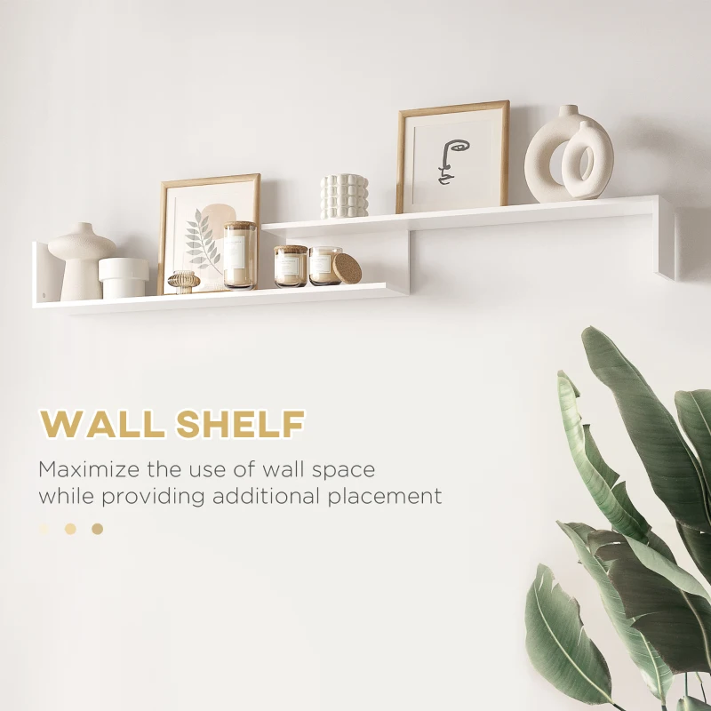 HOMCOM TV Cabinet with Wall Shelf for Wall-Mounted 65" TVs or Standing 40" TVs - White and Natural