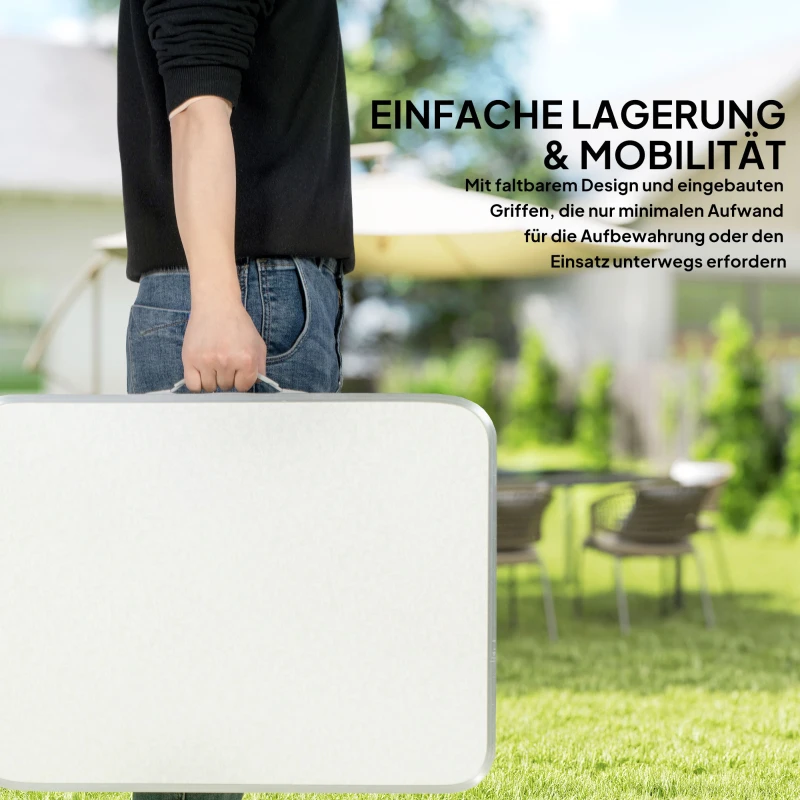 Outsunny Campingtisch Klapptisch Universaltisch Koffertisch Gartentisch Falttisch höhenverstellbar Alu + MDF Weiß 60 x 45 x 47,5/64 cm