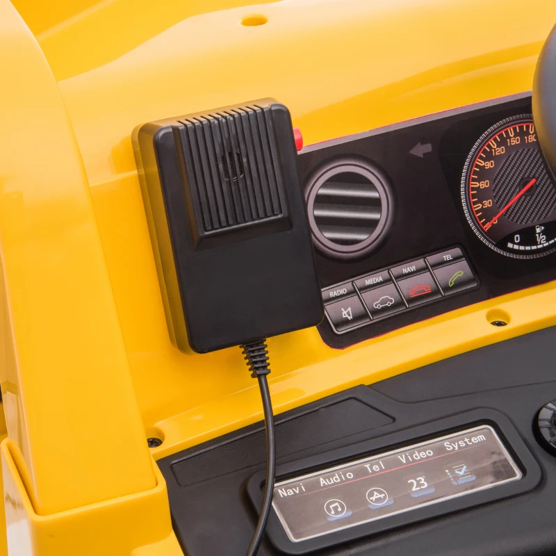 AIYAPLAY Camion Giocattolo Licenza Caterpillar con Telecomando, Fari, Secchio e Pala, 110x70.5x61.5 cm, Giallo
