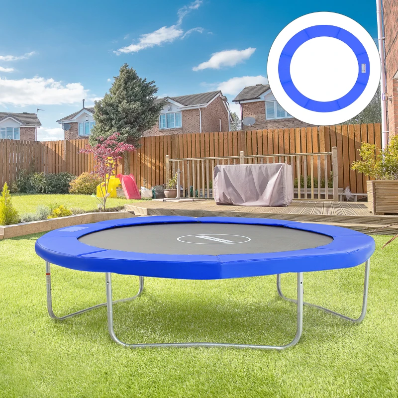 HOMCOM Copertura Imbottita Bordo Trampolino, Protezione per Tappeto Elastico Giaridno in Plastica, Ø244cm, Nessun Foro per Palo, Blu
