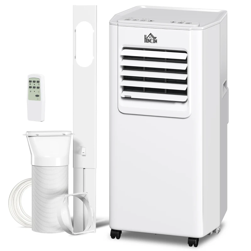 HOMCOM 5000 BTU Portable Air Conditioner, 4-in-1 Air Conditioning Unit, Dehumidifier, Cooling, Fan, Sleep Mode, with Remote Control, 2 Speeds, 24H Timer, Window Venting Kit, 12m²
