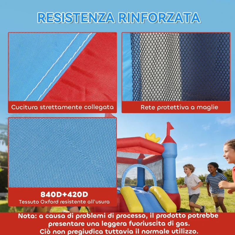 AIYAPLAY Castello Gonfiabile per Bambini con Scivolo, Trampolino, Piscina e Canestro, 342x255x209 cm, Multicolore