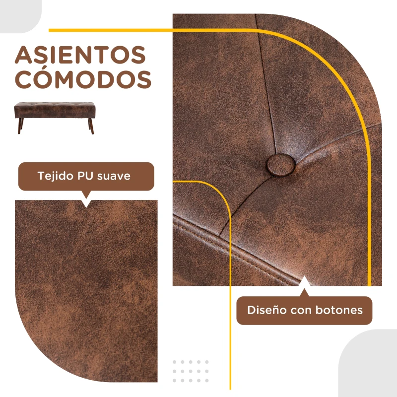 HOMCOM Banco de Pie de Cama Banqueta de dormitorio con Patas de Madera y Asiento Acolchado 114x38x42 cm Marrón
