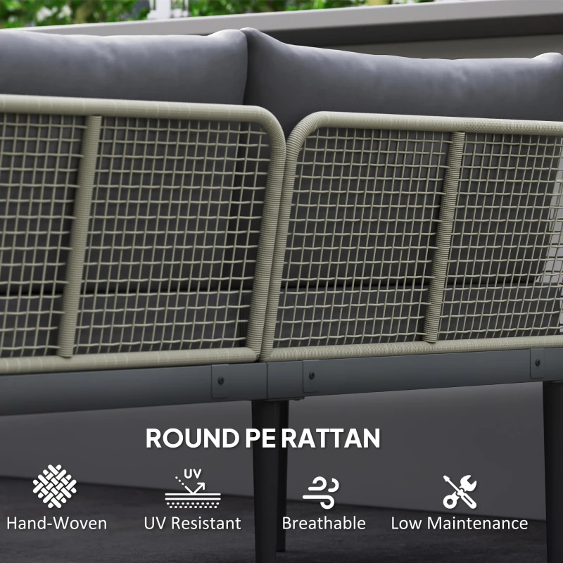 Outsunny Thee-Piece 'L' Rattan Sofa Set - Grey