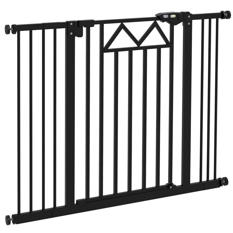 PawHut Barrera para Mascotas Extensible con Cierre Automático y Sistema de Doble Bloqueo 74-100x76 cm Negro