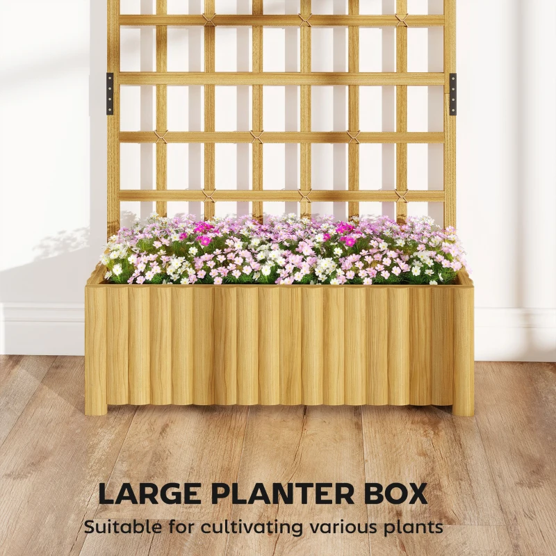 Outsunny Wooden Raised Planter with Trellis, Raised Bed for Garden with Lattice and Drainage Holes for Climbing Plants