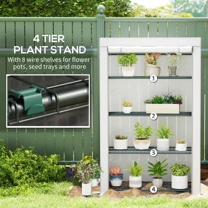 Outsunny Four-Tier Mini Greenhouse - Grey/White