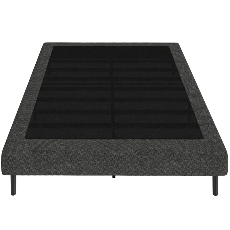 HOMCOM Polsterbettgestell 140x190 cm, Bettgestell mit Chenille-Bezug, 10 Holzlatten, 9 stabile Füße, Grau