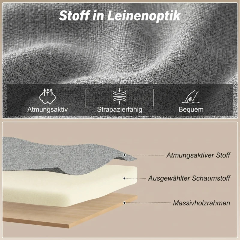 HOMCOM 4-in-1 Klappsessel mit Seitentasche, Gästebett mit Kissen, Verstellbarer Rückenlehne, Bettsessel mit Rollen, Hellgrau