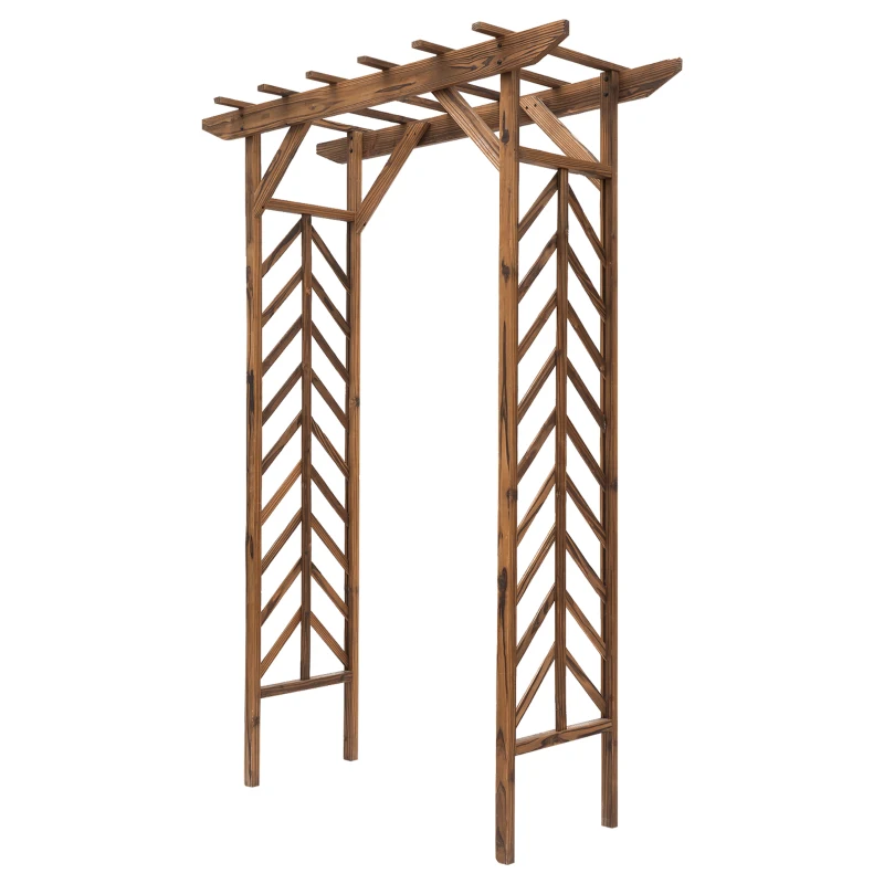 Outsunny Wooden Garden Arbor, Arch Trellis with Classic Countryside Style, Pergola Style Roof for Climbing Vines