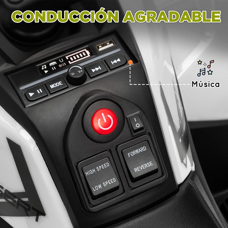 AIYAPLAY Quad Eléctrico para Niños de +3 Años con Batería 12V Faros Música MP3 Velocidad Regulable y Cesta Carga 30 kg Verde