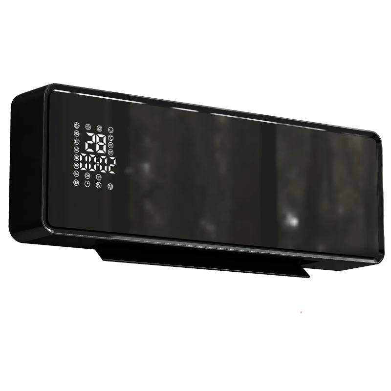 HOMCOM Chauffage mural en céramique 1000/2000W, radiateur électrique, ventilateur, thermostat, minuterie, 54x18,7x12,3cm, noir(m-14)