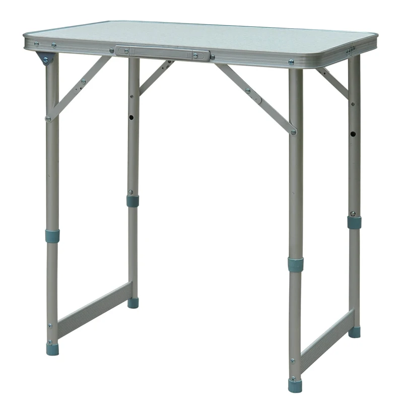 Outsunny Campingtisch Klapptisch Universaltisch Koffertisch Gartentisch Falttisch höhenverstellbar Alu + MDF Weiß 60 x 45 x 47,5/64 cm