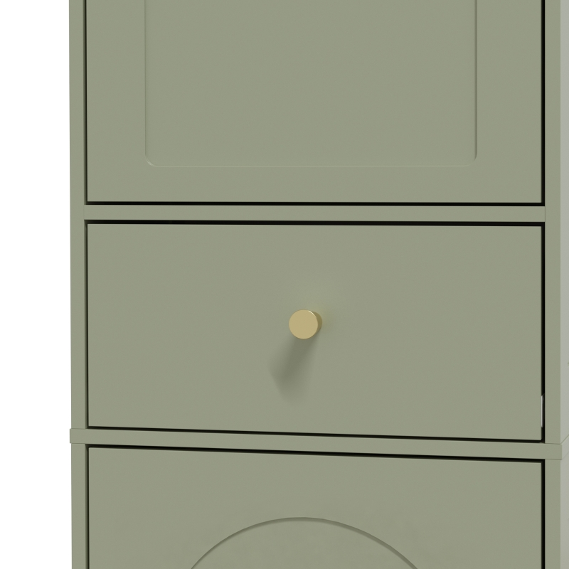HOMCOM Tall Bathroom Cabinet with Arched Doors - Light Green