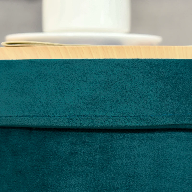HOMCOM Pouf Contenitore 2 in 1 Uso Sgabello o Tavolino in Legno e Velluto Verde