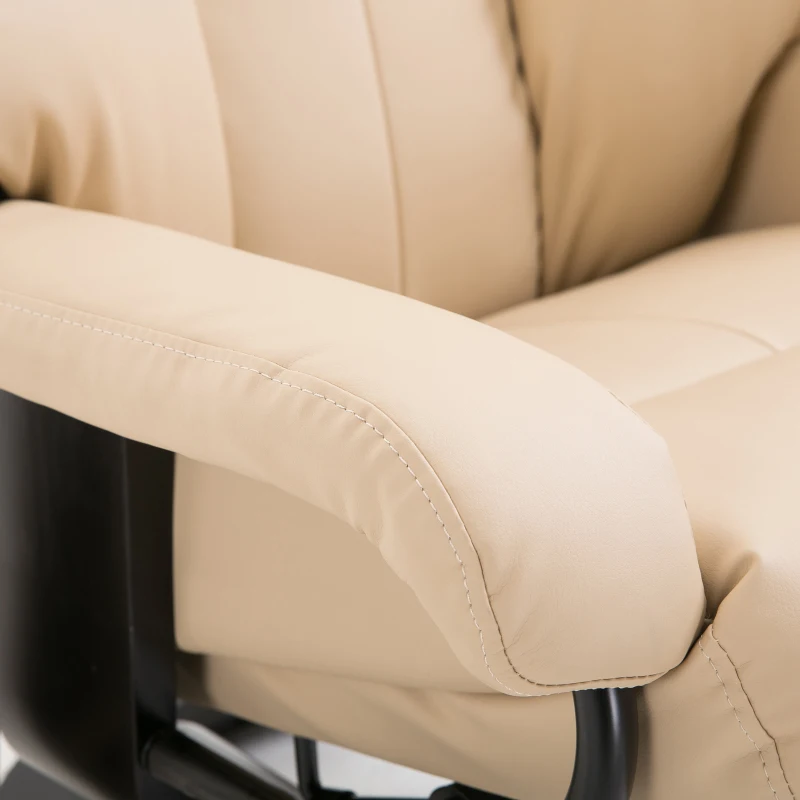 HOMCOM Luxury Fuax leather Chair Recliner Electric Massage Chair Sofa 10 Massager Heat with Foot Stool Cream White