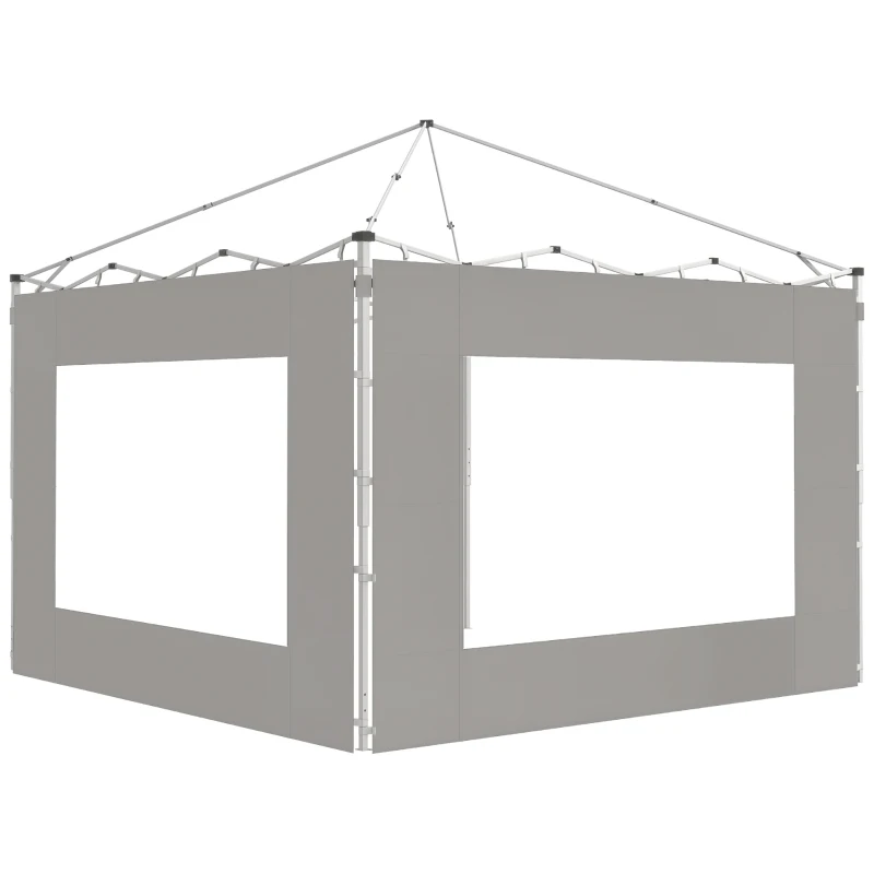 Outsunny Lot de 2 latéraux de tente, barnum 295x195 cm, Parois de remplacement en tissu pour tonnelle de 6x3 ou 3x3 m, gris