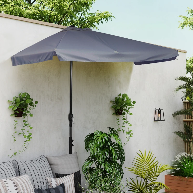 Outsunny Parasol para Pared 230x130x249 cm Sombrilla Rectangular con Manivela Protección UV Impermeable Gris Oscuro