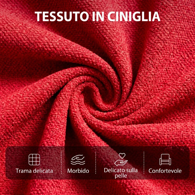 HOMCOM Poltrona Massaggiante e Reclinabile a 160° con Poggiapiedi e Telecomando, 66x91x108 cm, in Ciniglia Rosso Vino