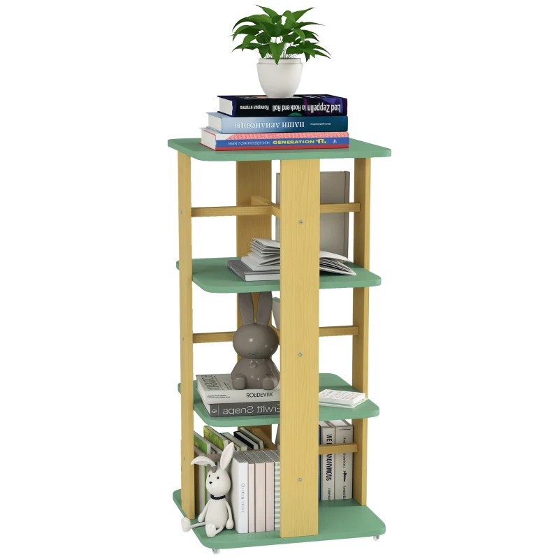 AIYAPLAY Bibliothèque enfant avec roulettes, rangement livre enfant 3 niveaux pour salle de jeux, chambre d'enfant, vert
