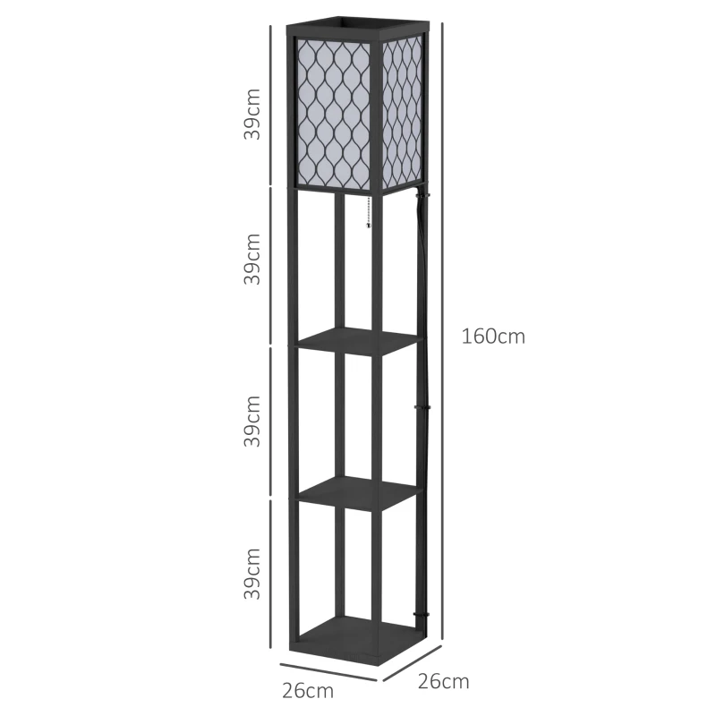 HOMCOM Three-Shelf Standing Lamps Set of 2 - Black