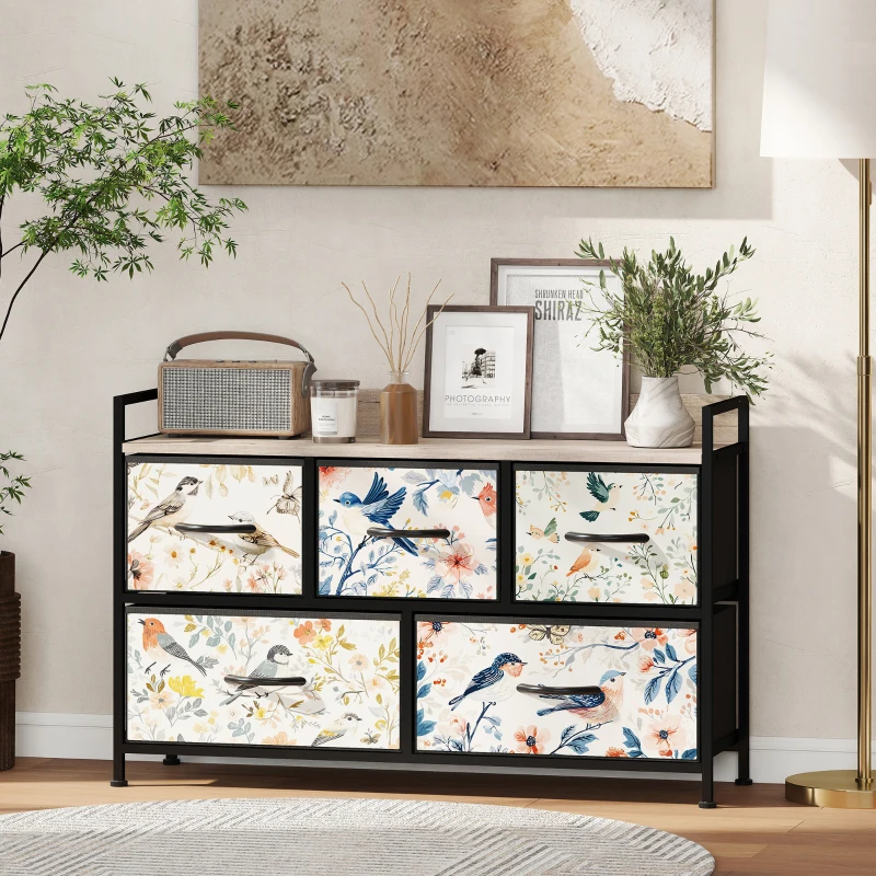 HOMCOM 5-Drawer Chest of Drawers - White