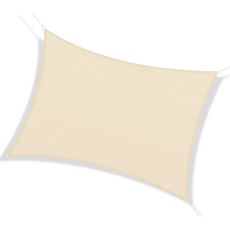 Outsunny Tenda a Vela Parasole Rettangolare 4 x 6m, Tenda da Sole Protezione Raggi UV in HDPE 185g/㎡, Crema