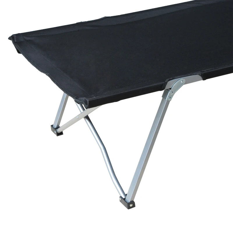 Outsunny Cama de Acampada Plegable de Tela Oxford 600D con Marco Metálico Carga 136 kg para Playa Senderismo 193x64x40 cm Negro