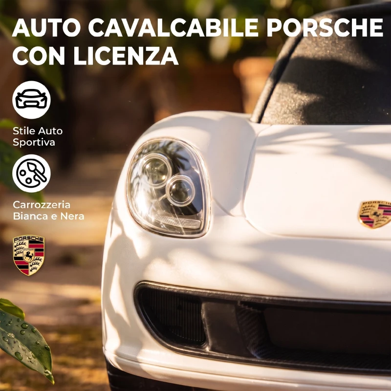 AIYAPLAY Auto Cavalcabile a Spinta per Bambini 18-36 Mesi, con Clacson, Fari, Suoni, Volante e Seduta, Bianco