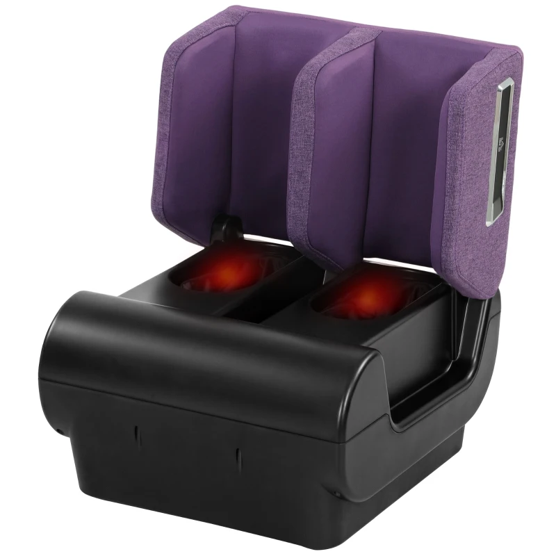 HOMCOM 2 in 1 Foot and Calf Massager with Heat, Air Compression, Timer, 3 Modes & Intensities, Purple and Black